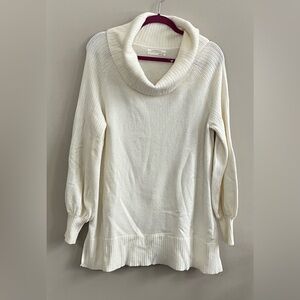 Anthropologie ivory pullover cowl neck sweater size large